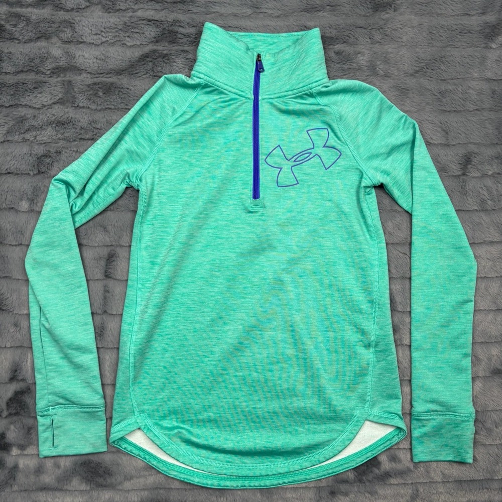Under Armour Kids ColdGear Teal Heather 1/4 Zip Pullover Size YMD Medium